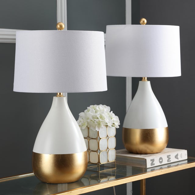24 Inch H Table Lamp in White & Gold - a Pair For Sale In Philadelphia - Image 6 of 8