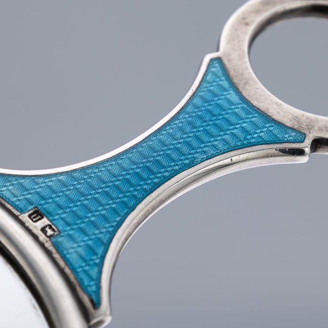 Antique English Silver and Guilloché Enamel Magnifying Glass, 1912 For Sale - Image 9 of 12