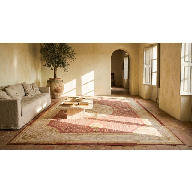 Deluxe Medallion Design on Purple-Mauve Background Color With Napoleon III Style Antique French Aubusson Rug For Sale - Image 12 of 12