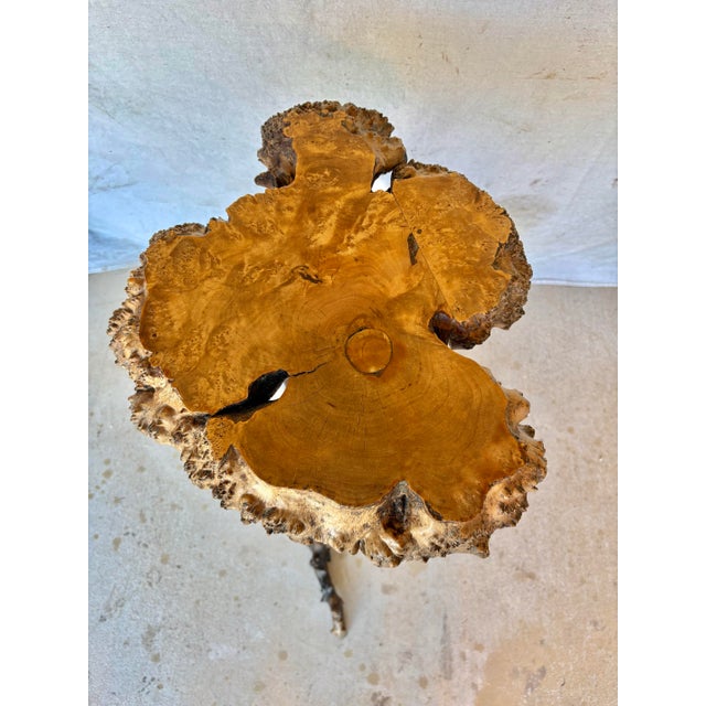 Early 20th Century 20th Century French Olive Wood Live Edge Side Table For Sale - Image 5 of 12