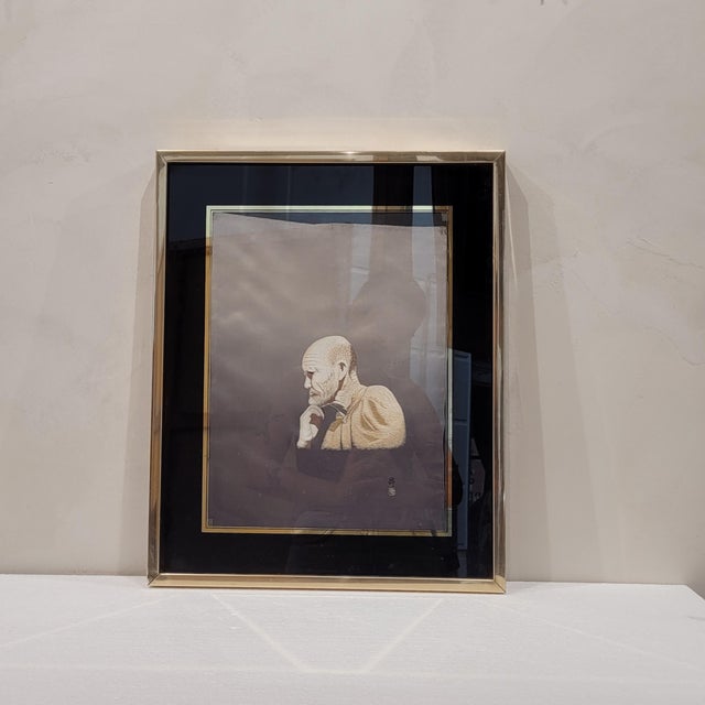 Japanese Artist, Portrait of a Thinker, 1920s, Silk For Sale - Image 3 of 11
