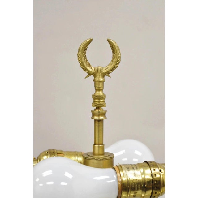 Vintage Regency Style Brass Candlestick Bouillotte Desk Table Lamp W/ Swans (A) For Sale In Philadelphia - Image 6 of 11