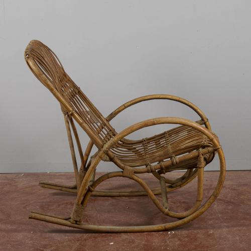 1960s Bamboo and Rattan Rocking Chair, 1960s For Sale - Image 5 of 9