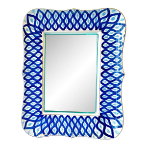 Signed Stig Lindberg Faience Ceramic Hand Painted Mirror for Gustavsberg - Sweden 1940-50.