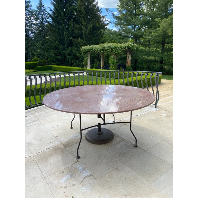 Modern Outdoor Round Granite Table For Sale - Image 3 of 11