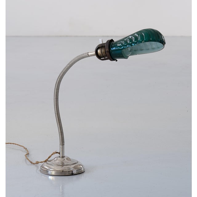 Italian Table Lamp with Light Green Glass Shade, 1950s For Sale - Image 4 of 6