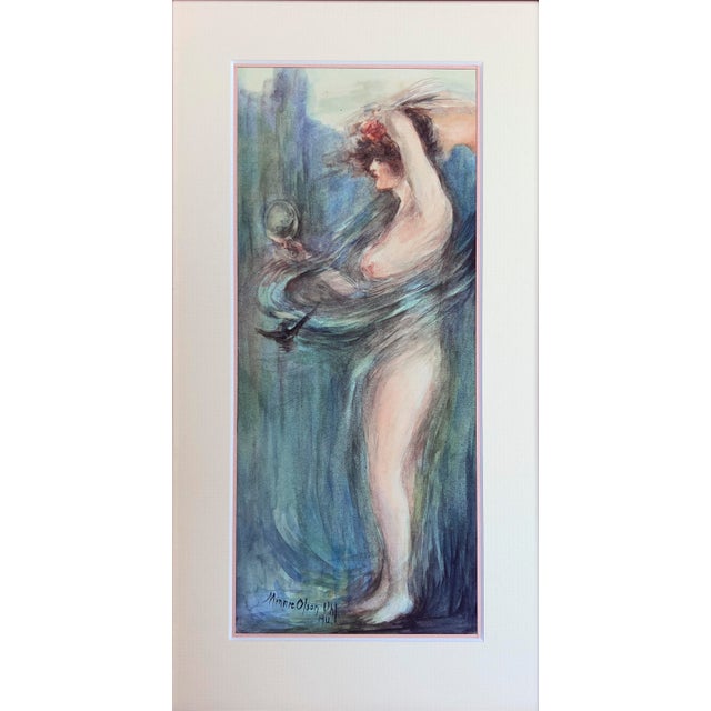 Nature through the Mirror Nude and with a Whirlwind Style of Childe Hassam Exquisite watercolor on card stock in the style...