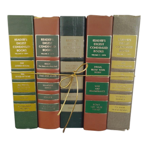 Vintage Reader's Digest Leather Bound Books Green Neutral Earth Tones- Set of 5