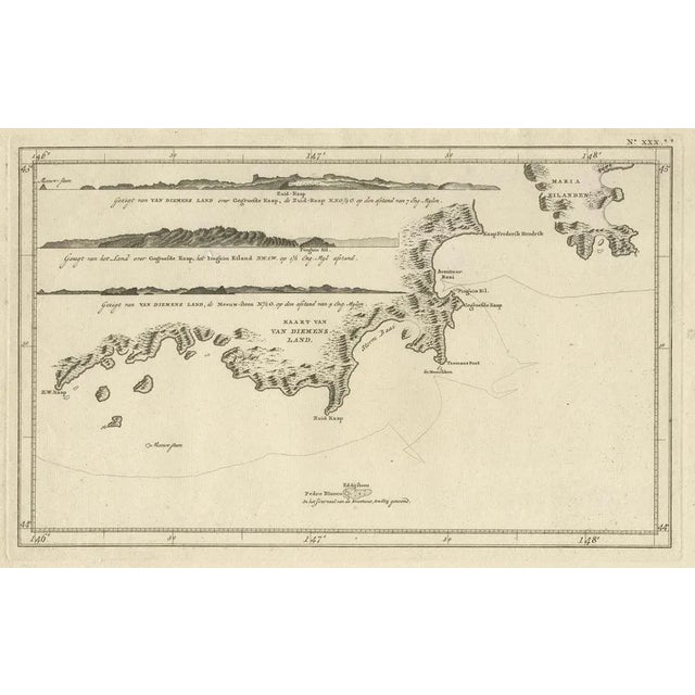 Antique Coastal Views and Map of Van Diemens Land, Australia, 1803 For Sale - Image 3 of 5
