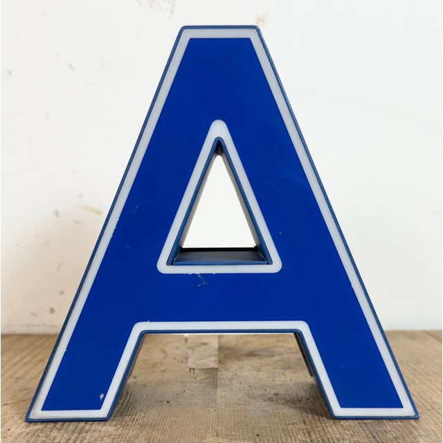 Vintage Blue Plastic Illuminated Letter A, 1970s For Sale - Image 6 of 15