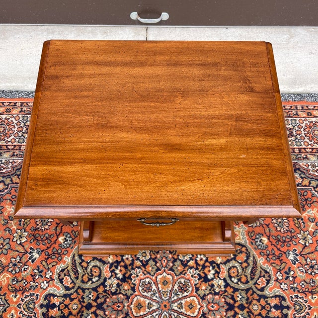 American 1960s Pennsylvania House Chippendale Solid Cherry Open Nightstand With Drawer For Sale - Image 3 of 12