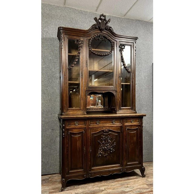 Antique Louis XV Style Oak Bookcase, 1880 For Sale - Image 6 of 8