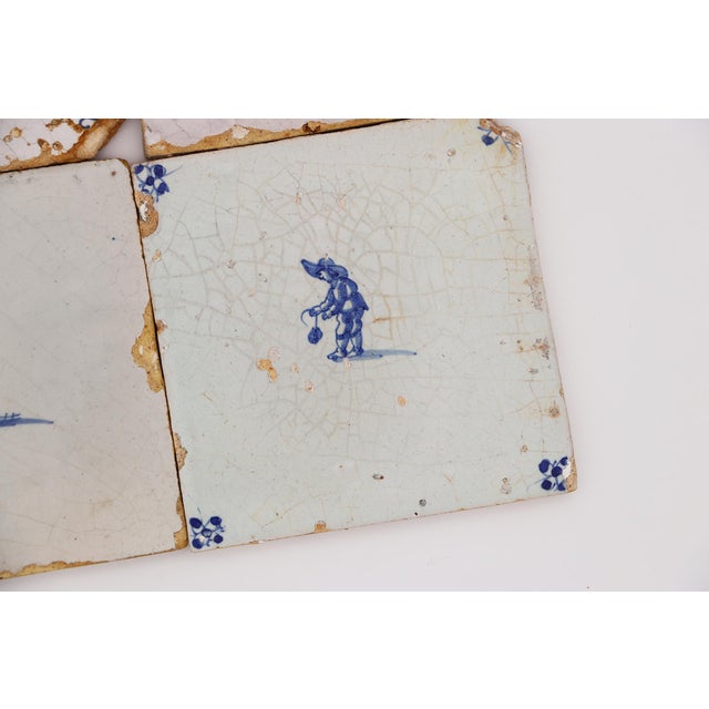 18th Century 18th Century Set of Four Delft Tiles, Earthenware For Sale - Image 5 of 9