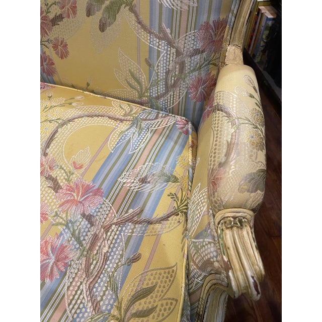 Mid 20th Century Mid 20th Century French Provincial Floral Louis XV Style Bergere Cabriole Armchair For Sale - Image 5 of 12