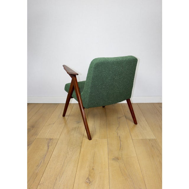 Green Bouclé Bunny Lounge Chair attributed to J. Chierowski, 1970s For Sale - Image 9 of 13