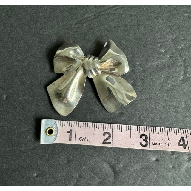 Vintage Bow Brooch Silver Plated Ribbon Pin For Sale - Image 6 of 7