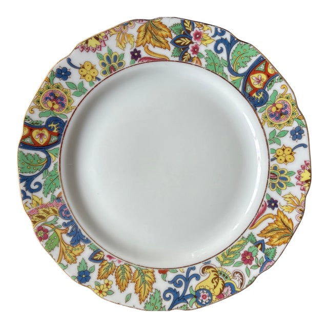 1960s Multi-Colored Floral Porcelain Dessert Plates With Gilt Edges - Set of 6 For Sale