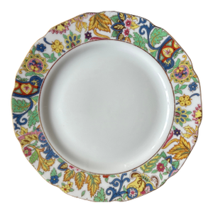 1960s Multi-Colored Floral Porcelain Dessert Plates With Gilt Edges - Set of 6
