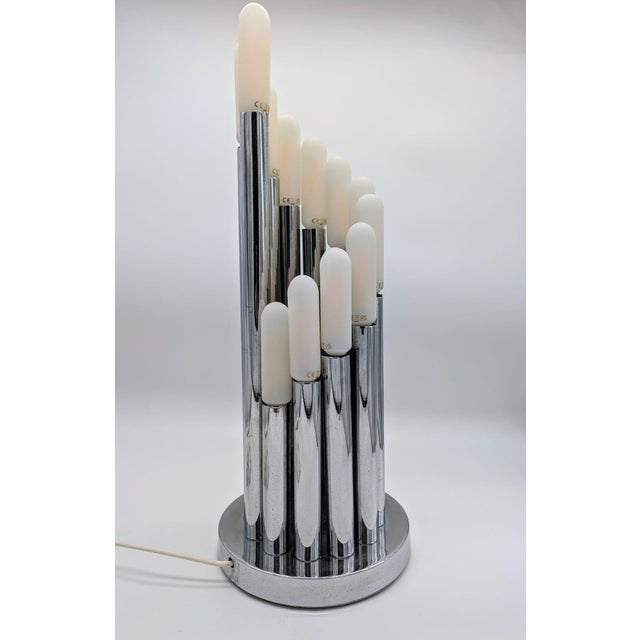 White Italian Table Lamp by Gaetano Sciolari for Fidenza Vetraria, 1970s For Sale - Image 8 of 8