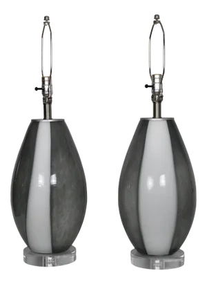 1960s Organic Shape Murano Glass Table Lamps - a Pair