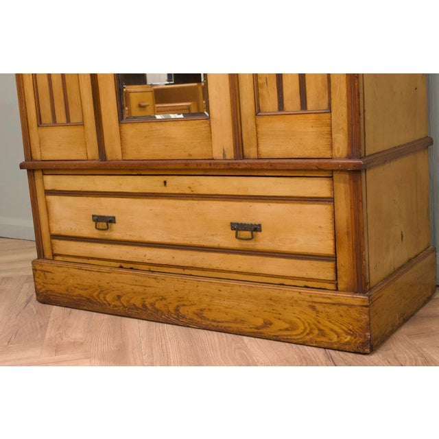 Wood Antique Edwardian Ash Wardrobe, 1900s For Sale - Image 7 of 12