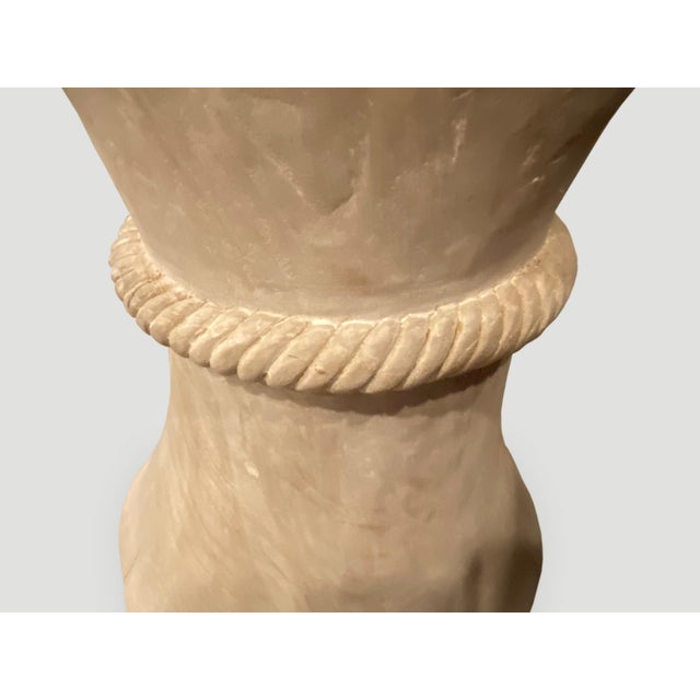 Contemporary Andrianna Shamaris Hourglass White Washed Teak Wood Side Table or Stool For Sale - Image 3 of 5