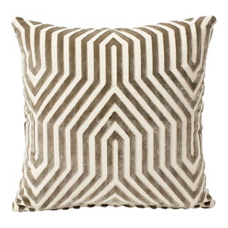 Schumacher x Mary McDonald Vanderbilt Velvet 18" Pillow In Dove For Sale
