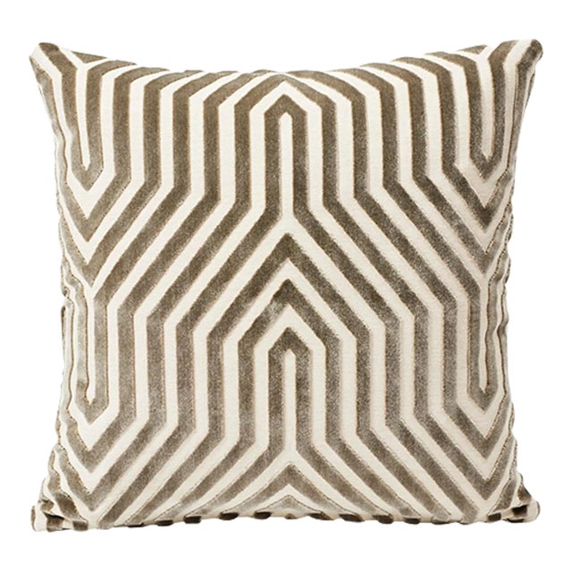 Schumacher x Mary McDonald Vanderbilt Velvet 18" Pillow In Dove For Sale