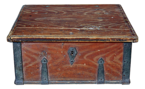 19th Century Scandinavian Hand-Painted Pine Box, 1840s