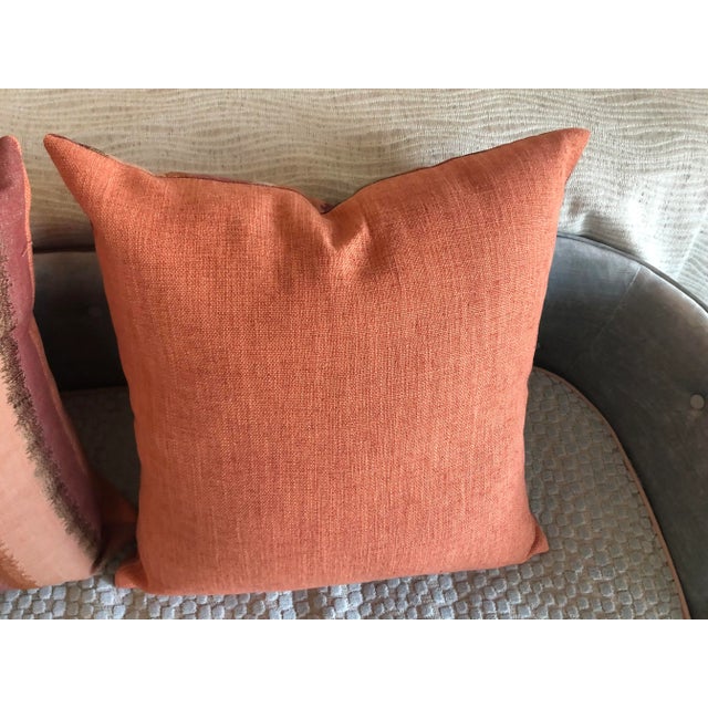 Embroidered Cowtan & Tout Arezzo Brick Terracotta Orange Taupe Beige Abstract Pillow Covers - a Pair For Sale - Image 4 of 8