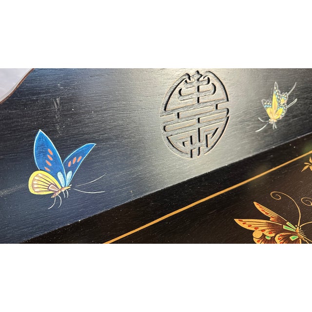 Wood Vintage Chinese Painting Floor Cabinet For Sale - Image 7 of 9