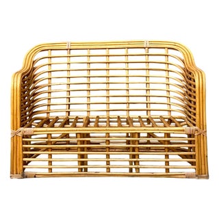 Vintage Stacked Rattan Loveseat For Sale