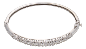 Vintage Diamond 14k White Gold Bangle