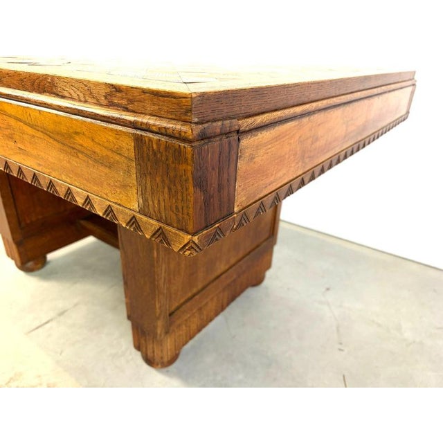 Oak Marquetry Dining Table, France, 1940s For Sale - Image 11 of 13