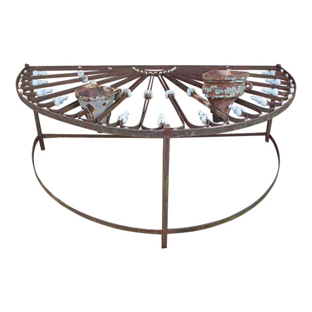 19th Century Mid-French Iron Fan Light Converted Table For Sale