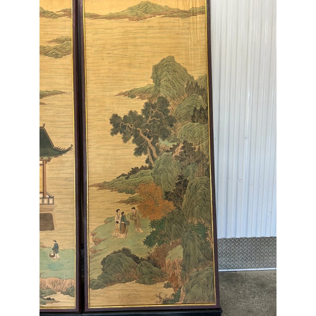 Large Chinese Paintings on Rice Paper Mounted on Wood - A Pair For Sale - Image 11 of 13
