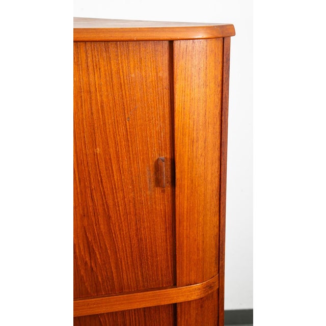 Mid Century Danish Modern Corner Cabinet Teak Wood Bar Tambour Skovmand Andersen For Sale - Image 10 of 12