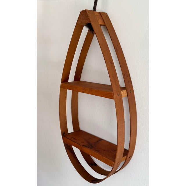 Vintage Danish Modern Teak Bent Wood Teardrop Hanging Shelf For Sale - Image 4 of 9