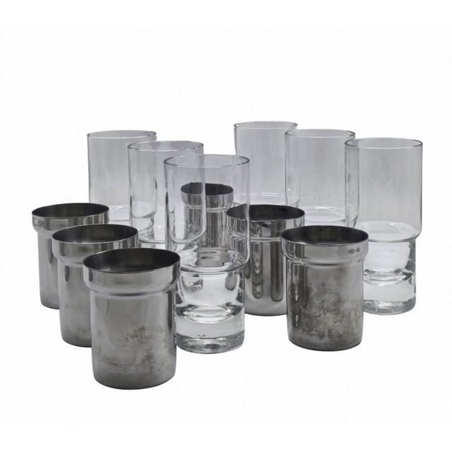 1970s Stainless Steel Shaker and Glasses from Pran, Italy, 1970s For Sale - Image 5 of 8