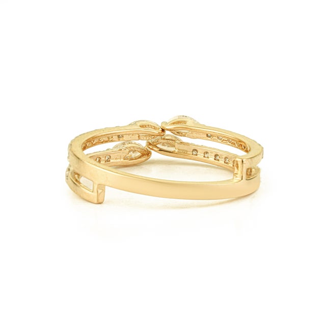 Marquise and Round Diamond Crisscross Double Band in 14k Yellow Gold Size 4 For Sale - Image 9 of 16