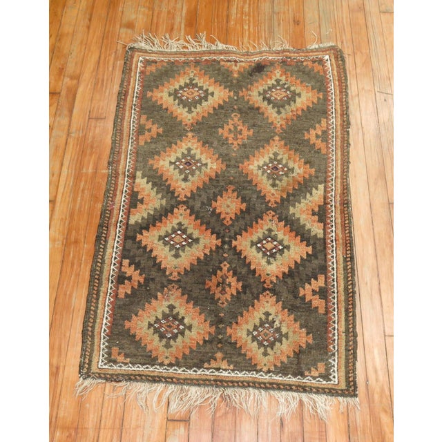 Early 20th Century Zabihi Collection Tribal Brown Orange Color Persian Balouch Rug - 2'6" x 3'10" For Sale In New York - Image 6 of 7