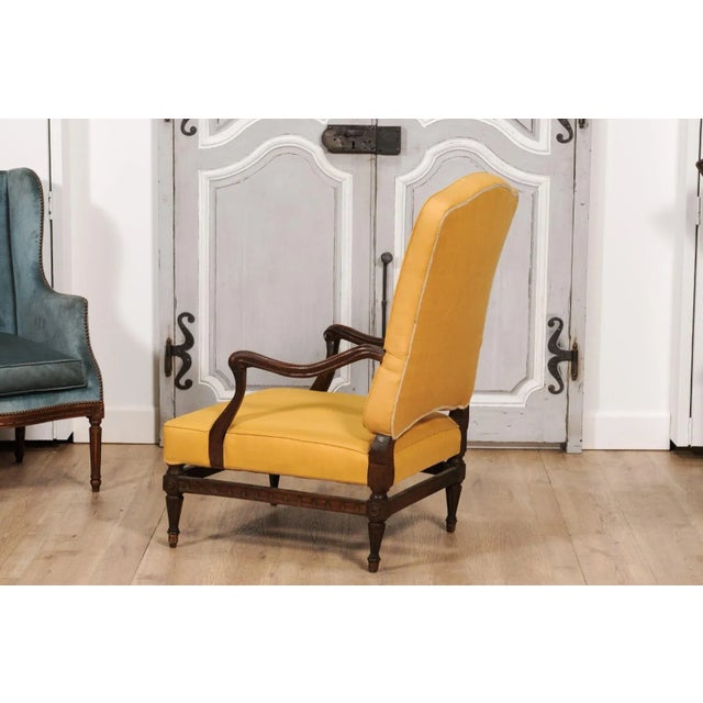 18th Century French Transition Period Walnut Armchair with Scrolling Arms For Sale - Image 11 of 12