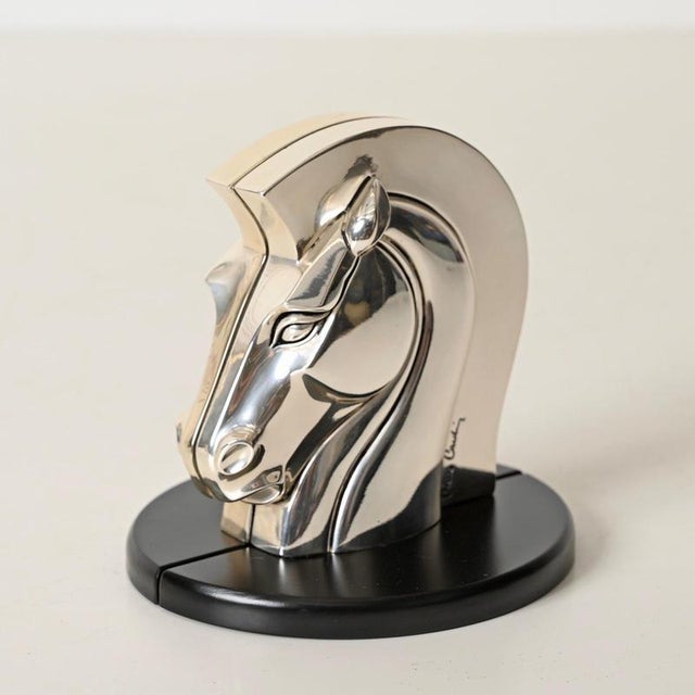 Black Silver-Plated Horse Bookends by Pierre Cardin for Lamag, Italy, 1980s, Set of 2 For Sale - Image 8 of 16