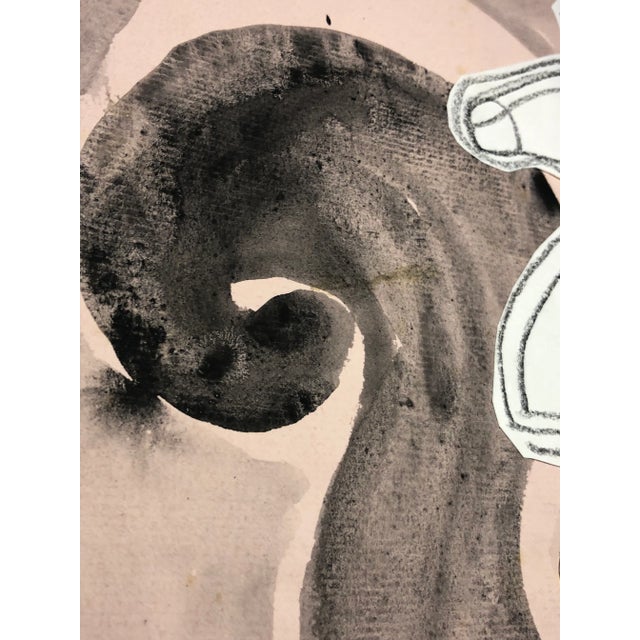 2020s Contemporary Artwork “White Knight on Pink Field” Collage and Ink on Paper For Sale - Image 5 of 9