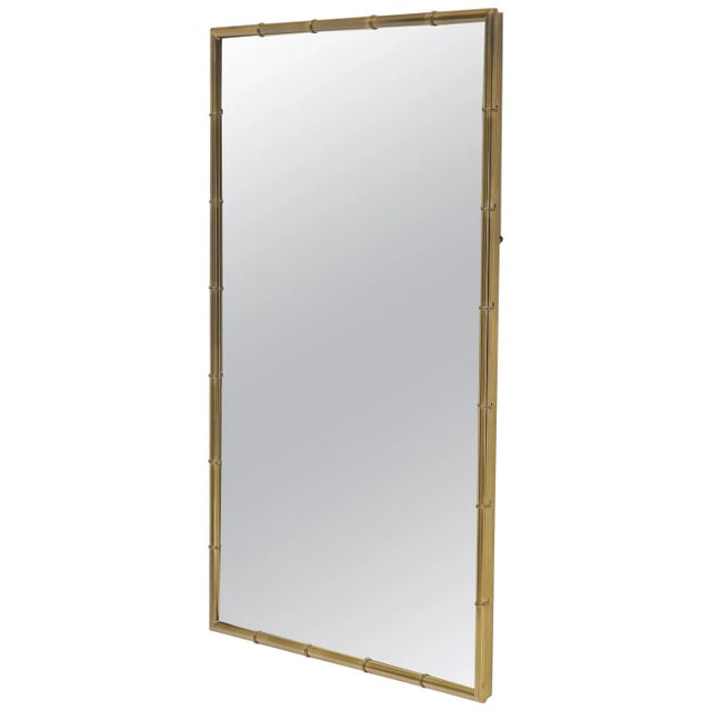 Faux Brass Bamboo Frame Rectangular Mirror For Sale - Image 10 of 10