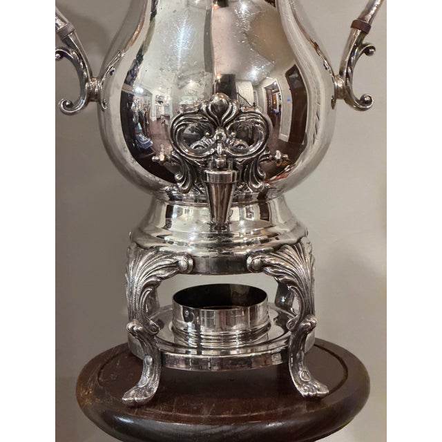 Vintage F B Rogers Silverplate Coffee Urn Samovar With Burner For Sale - Image 10 of 10