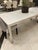 2020s Mitchell Gold + Bob Williams White Quartz Dining Table W/ Chrome Base 84” For Sale - Image 5 of 10