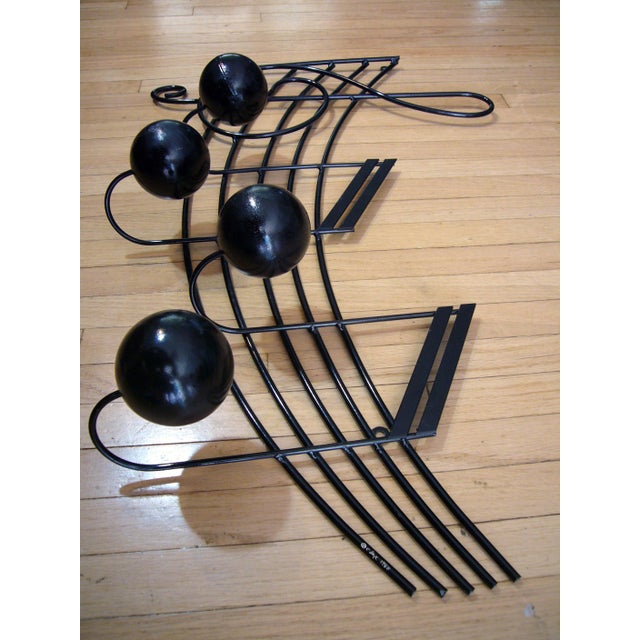 1988 Curtis Jere Music Note Hat Coat Rack Wall Sculpture, Signed | Chairish