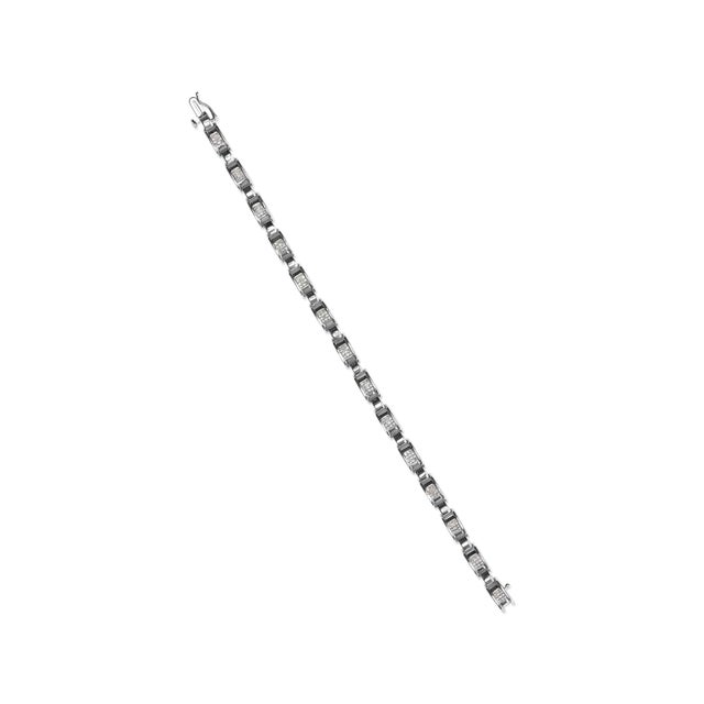 Haus of Brilliance 14K White Gold 1.00 Cttw Princess-Cut Diamond Link Bracelet - Size 7.25 For Sale - Image 4 of 6