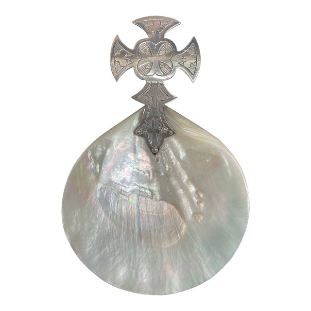 Mid 20th Century Sterling Silver and Mother of Pearl Baptismal Shell For Sale